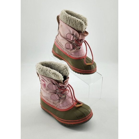 Sorel Other - Sorel Kids Yoot PAC Waterproof Lace-Up Duck Snow Boots Pink/ Tan Youth Size 12